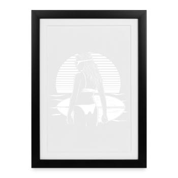Surfeuse - Affiche encadrée (27 × 37 cm) - noir - Devant