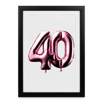 40 Years Pink Balloon Foil Balloon Gift - Framed poster (27 × 37 cm) - black - Front