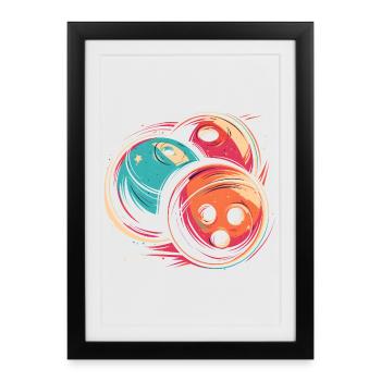 Boules de bowling Synthwave - Affiche encadrée (27 × 37 cm) - noir - Devant