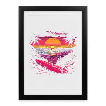 Surf Look des années 90 - Affiche encadrée (27 × 37 cm) - noir - Devant