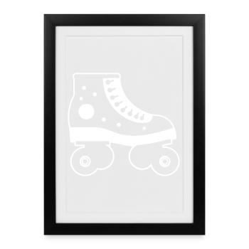 Roller Skates Cartoon Style - Framed poster (27 × 37 cm) - black - Front