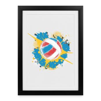Ballon de volley-ball Street Art - Affiche encadrée (27 × 37 cm) - noir - Devant