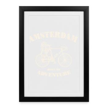 T-shirt Amsterdam Adventure Bike - Affiche encadrée (27 × 37 cm) - noir - Devant