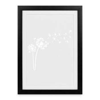 Pissenlit blanc au gré du vent - Affiche encadrée (27 × 37 cm) - noir - Devant