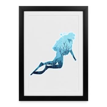 Illustration de paysage de rêve sous-marin - Affiche encadrée (27 × 37 cm) - noir - Devant