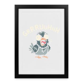 crazy pigeon gruh in comic and cartoon logo style - Framed poster (27 × 37 cm) - black - Front