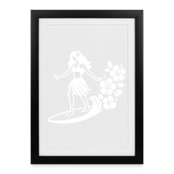Hawaiian Girl with Hibiscus Design - Framed poster (27 × 37 cm) - black - Front