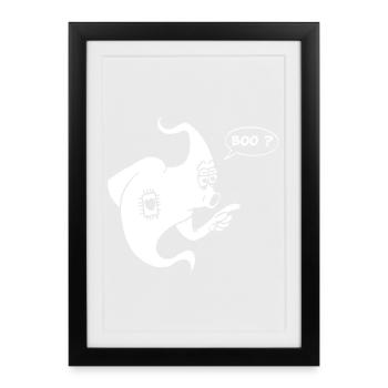 Fantôme blanc amusant - Affiche encadrée (27 × 37 cm) - noir - Devant