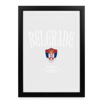 J'aime Belgrade, je me souviens de Belgrade - Affiche encadrée (27 × 37 cm) - noir - Devant