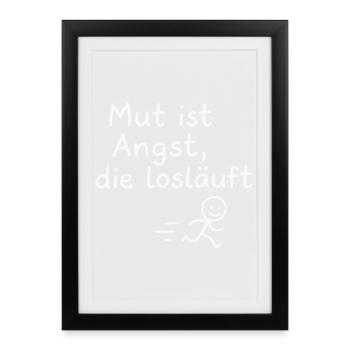Le courage est la peur Motif du coureur libre - Affiche encadrée (27 × 37 cm) - noir - Devant