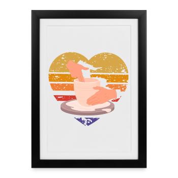 Love for Pottery Heart Design - Framed poster (27 × 37 cm) - black - Front