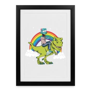 Zombie Halloween Dinosaur Tyrannosaurus T-Rex - Framed poster (27 × 37 cm) - black - Front