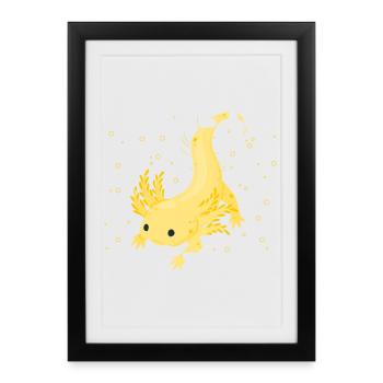 Bright gecko design with yellow detail - Framed poster (27 × 37 cm) - black - Front