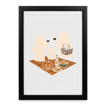 Fantômes au pique-d’Halloween - Affiche encadrée (27 × 37 cm) - noir - Devant
