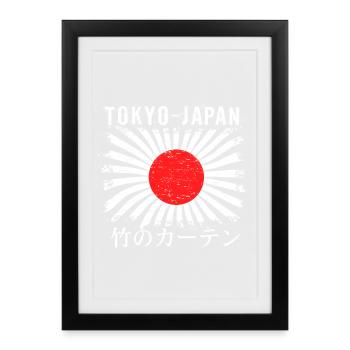 Rising Sun Tokyo Bamboo Curtain - Framed poster (27 × 37 cm) - black - Front