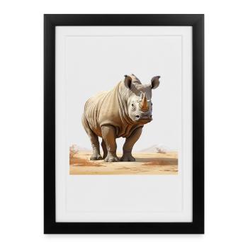 Desert Rhino Illustration - Framed poster (27 × 37 cm) - black - Front