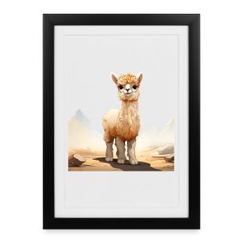 Alpaca in the sunlight - Framed poster (27 × 37 cm) - black - Front
