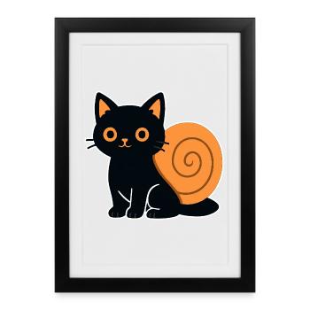 Cat silhouette in orange - Framed poster (27 × 37 cm) - black - Front