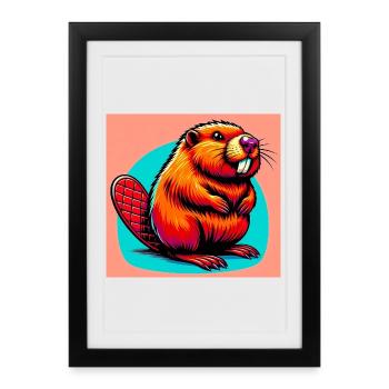 castor - Affiche encadrée (27 × 37 cm) - noir - Devant