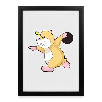 Hamster Bowling Boule de bowling - Affiche encadrée (27 × 37 cm) - noir - Devant