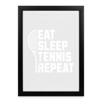 Tennis Eat sleep tennis repeat Pullover Hoodie shirt - Framed poster (27 × 37 cm) - black - Front