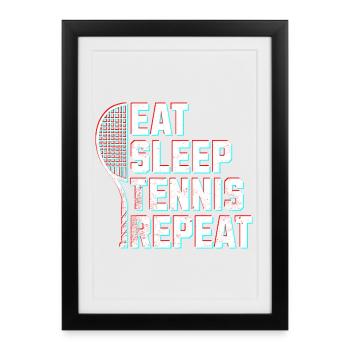 Tennis Eat sleep tennis glitch effect - Framed poster (27 × 37 cm) - black - Front