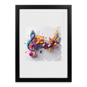 Notes de musique colorées Motif d’art - Affiche encadrée (27 × 37 cm) - noir - Devant