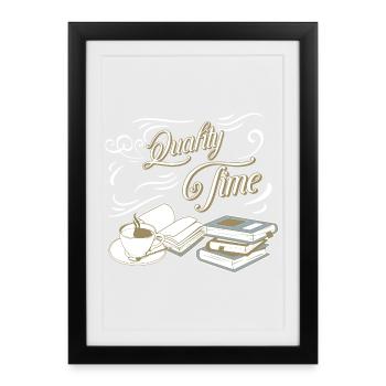 Du temps de qualité Café et livres - Affiche encadrée (27 × 37 cm) - noir - Devant