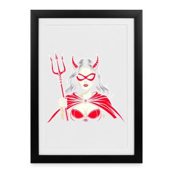 Devil Trident Hell Devil Woman Woman Devil - Framed poster (27 × 37 cm) - black - Front