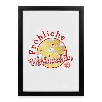 Joyeux Noël avec des bonhommes de neige - Affiche encadrée (27 × 37 cm) - noir - Devant