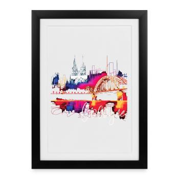 Cologne Skyline Cologne Cathedral Germany City Colorful - Framed poster (27 × 37 cm) - black - Front