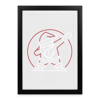 Père Noël Dab Pose Drôle Père Noël Dabbing - Affiche encadrée (27 × 37 cm) - noir - Devant