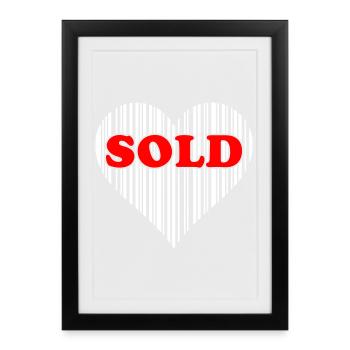 Coeur Barcode Love – Vendu Code Barcode Cadeau - Affiche encadrée (27 × 37 cm) - noir - Devant