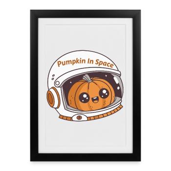 Citrouille Astronaute Spatiale - Affiche encadrée (27 × 37 cm) - noir - Devant