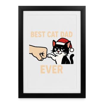 Cadeau de Noël pour les chats Le meilleur papa chat de papa - Affiche encadrée (27 × 37 cm) - noir - Devant