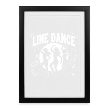 Line Dance Silhouettes Moonlit Night - Framed poster (27 × 37 cm) - black - Front