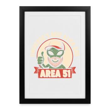 Funny Area 51 UFO Father Alien Dad - Framed poster (27 × 37 cm) - black - Front