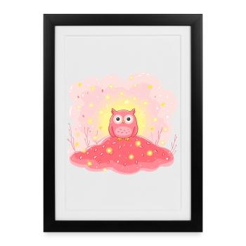 Délicate étoile hibou sur Rose Hill - Affiche encadrée (27 × 37 cm) - noir - Devant