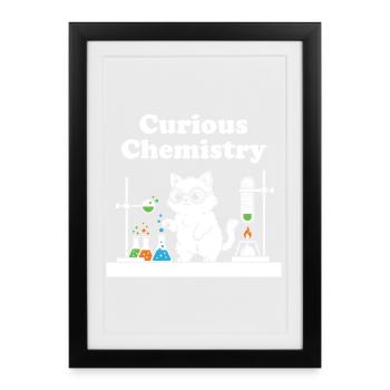 Curious Chemistry Cat - Framed poster (27 × 37 cm) - black - Front