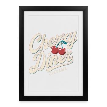 Dîner rétro - Affiche encadrée (27 × 37 cm) - noir - Devant