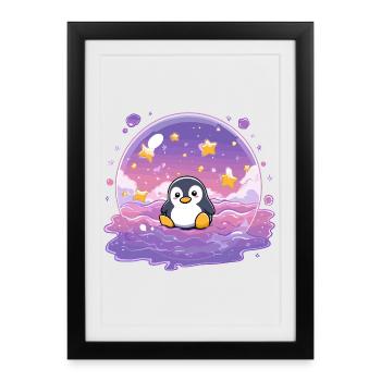 Pingouin dans le Sceau Stellaire - Affiche encadrée (27 × 37 cm) - noir - Devant
