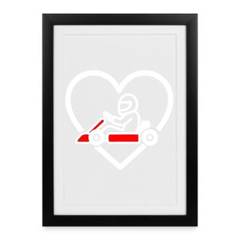 Heart Karting – Racing Lover Design - Framed poster (27 × 37 cm) - black - Front