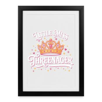 Threenager 3e anniversaire 3 ans Filles - Affiche encadrée (27 × 37 cm) - noir - Devant