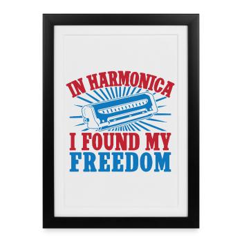 Funny Harmonica Player Found My Freedom Harmonica - Framed poster (27 × 37 cm) - black - Front