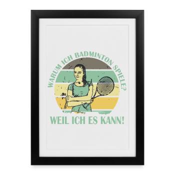Joueur de badminton offre des tenues de badminton - Affiche encadrée (27 × 37 cm) - noir - Devant