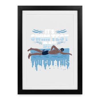 Moniteur de natation, c’est le jour du test de natation - Affiche encadrée (27 × 37 cm) - noir - Devant