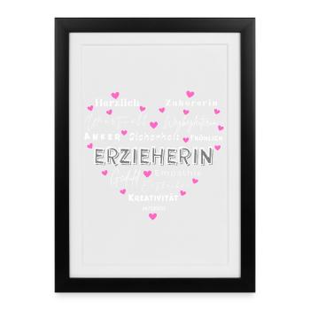 Institutrice de maternelle Herz - Affiche encadrée (27 × 37 cm) - noir - Devant