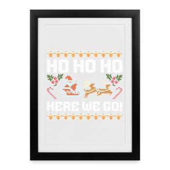 Ho Ho Ho Voilà Vilain Noël de Noël - Affiche encadrée (27 × 37 cm) - noir - Devant