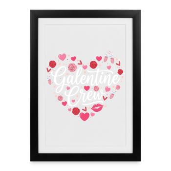 Galentine Crew Matching Gals Group Fun February 13 - Framed poster (27 × 37 cm) - black - Front