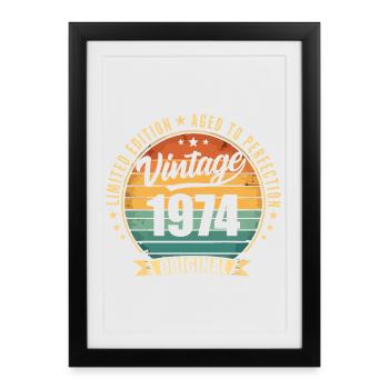 Vintage 1974 Anniversary Limited Edition 1974 - Framed poster (27 × 37 cm) - black - Front